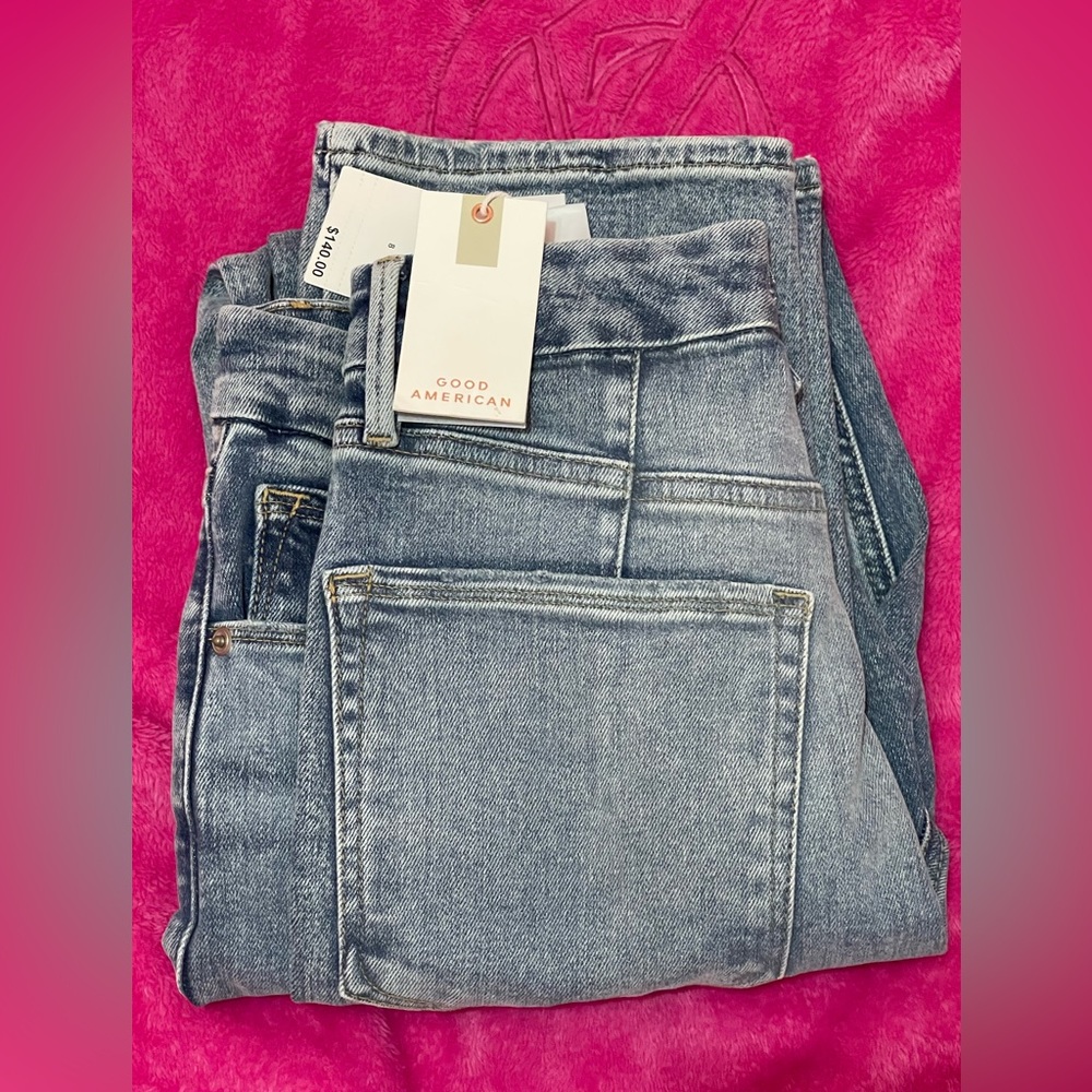 NWT 8/29 GOOD AMERICAN GOOD ICON STRAIGHT SUPER COMPRESSION JEANS